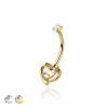 316L SURGICAL STEEL TOP CZ WITH CZ HEART EYEBROW (CURVED BARBELL)